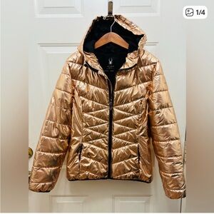Spyder Rose Gold Hooded Puffer Jacket sz M